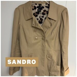 Sandro Sportswear Utility Jacket in a tan/khaki color.